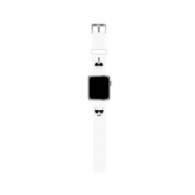 Curea Karl Lagerfeld, Compatibila Cu Apple Watch 42/44/45mm, Colectia Silicone Karl Si Choupette Heads, Alb
